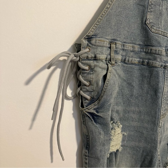 NWT sexy mama light blue tie sides maternity overalls - Picture 8 of 13